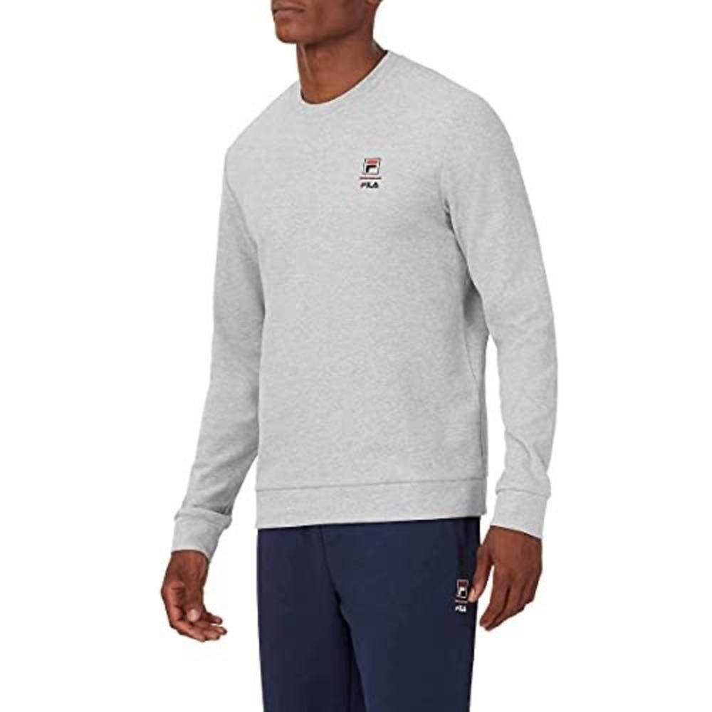 Fila Mens Crewneck Sweatshirt Gray Long Sleeve Logo Size M